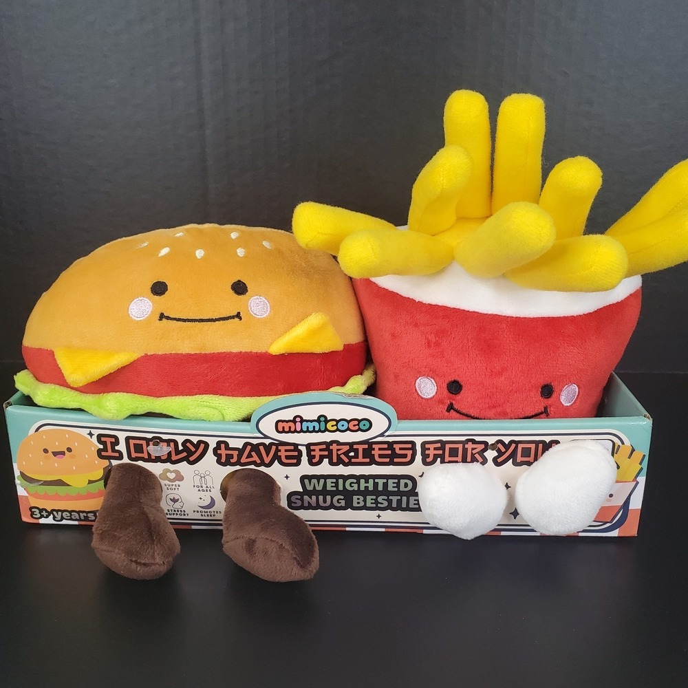 Mimicoco - Hamburger And French Fries 2 lb Weighted Plush Sensory Snug Besties